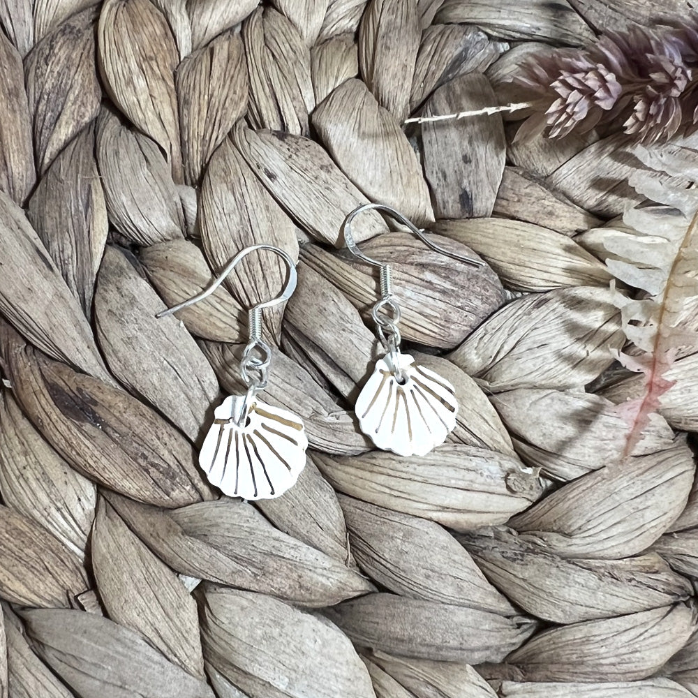 Handcrafted White Shell Earrings image 0