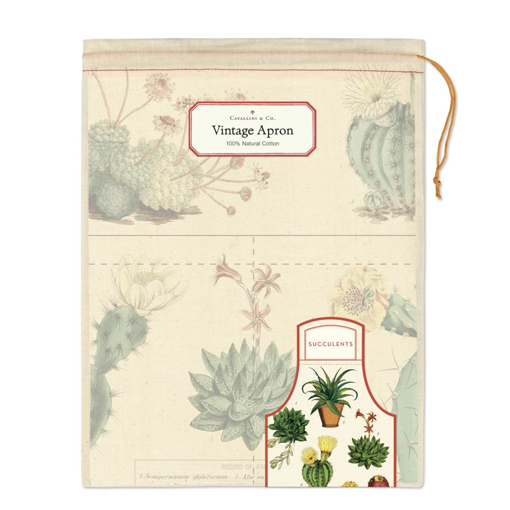 Vintage Apron Succulents 100% Natural Cotton image 1