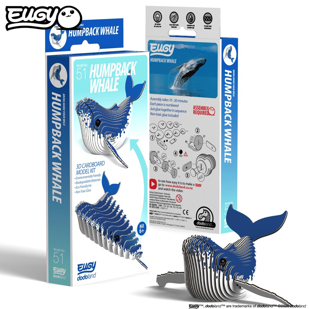 Eugy 3D Cardboard Model Kit - Humpback Whale image 1