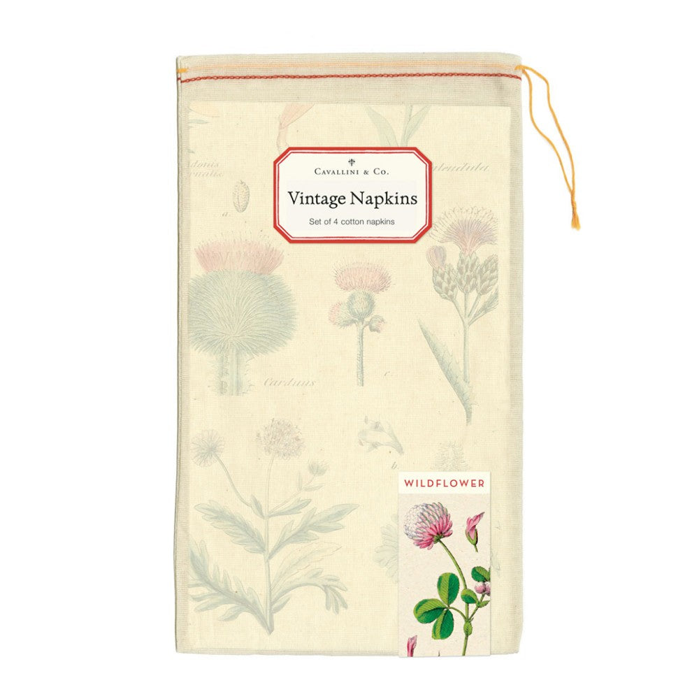 Vintage Napkins 100% Natural Cotton Set of 4 - Wildflower image 1