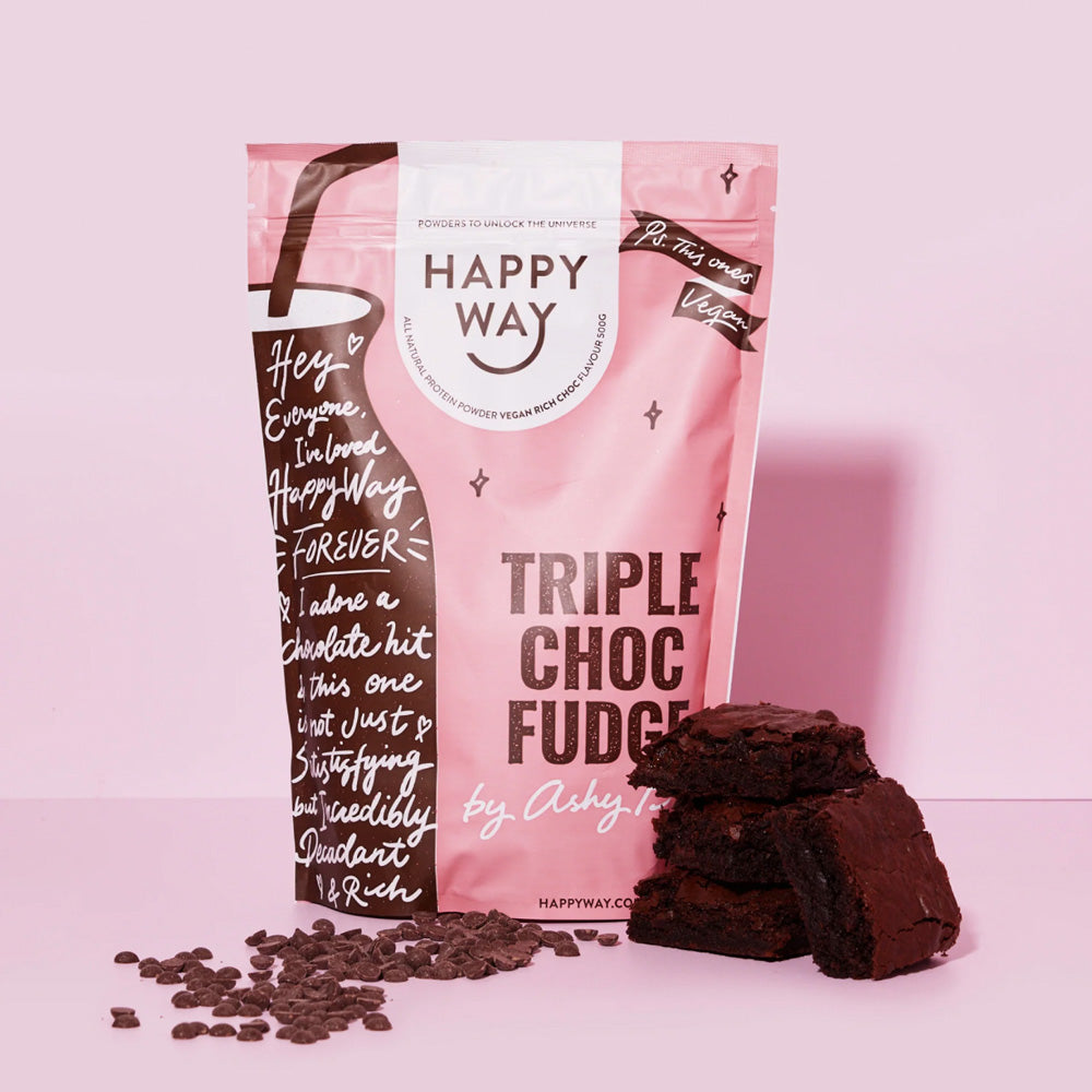 Happy Way Triple Choc Fudge Protein Powder Vegan image 0