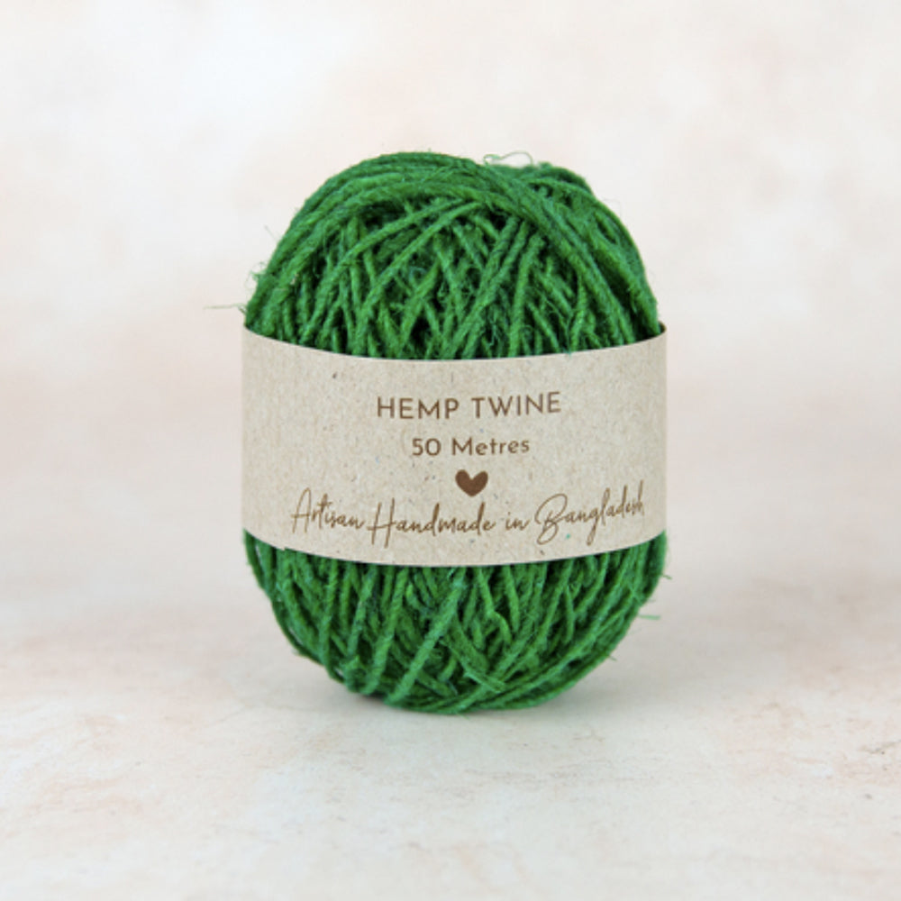 Fair Trade Handspun Hemp Twine 50m Green image 0