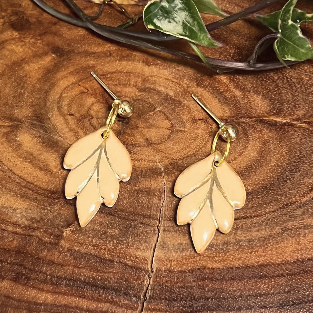 Handcrafted Light Peach Calla Earrings image 0