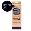 Ever Eco Stainless Steel Straws - 4pk curved with cleaner image 0