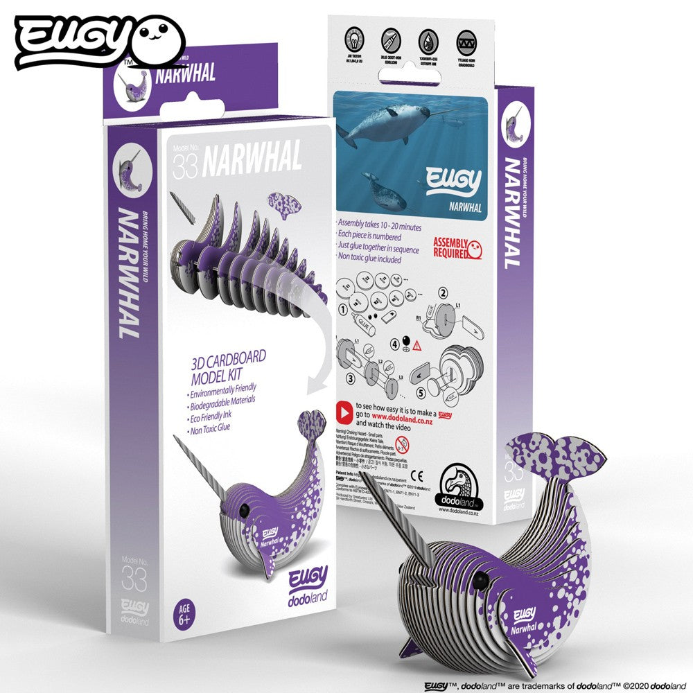 Eugy 3D Cardboard Model Kit - Narwhal image 1