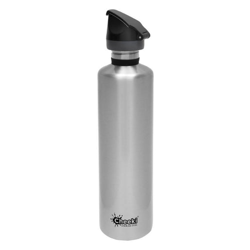 Cheeki Active Stainless Steel bottle - Silver with Sports Lid 1ltr image 0