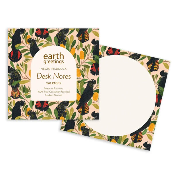 Recycled Paper Desk Notes - Cockatoos and Banksia