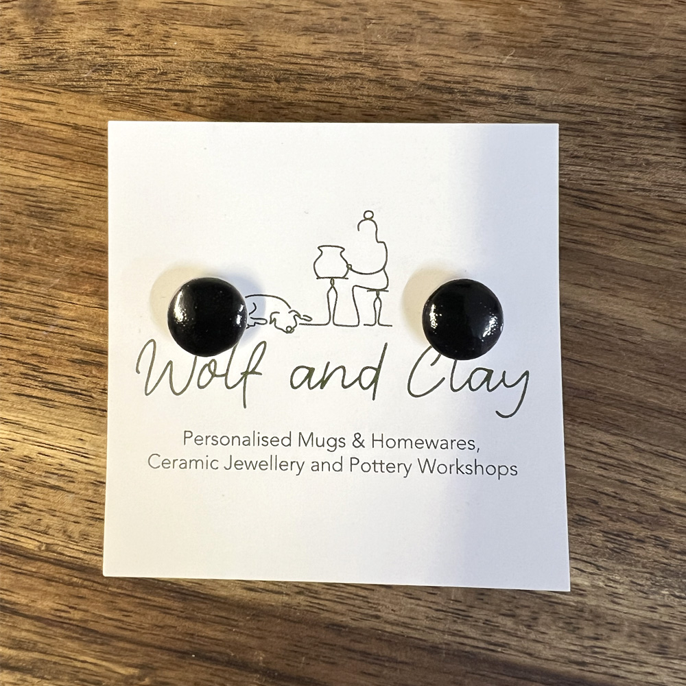 Ceramic Black Stud Earrings